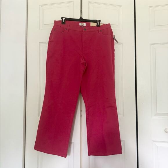 NWT Talbots Boot Cut Color Stretch Denim Jeans Salmon Pink Cotton Size 14 W - Picture 2 of 7
